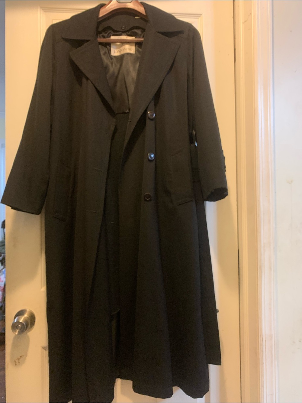 London Fog Black Full-Length Trench Coat